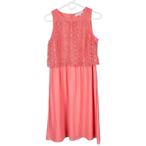 LOFT Dresses & Skirts - Ann Taylor Loft Sleeveless Dress 6 Womens Summer Salmon Stitching Knit Flowy